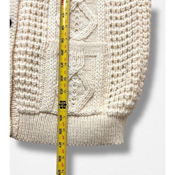 Vintage Hand Loomed Fisherman’s Cardigan Sweater, Size L - Picture 11 of 12